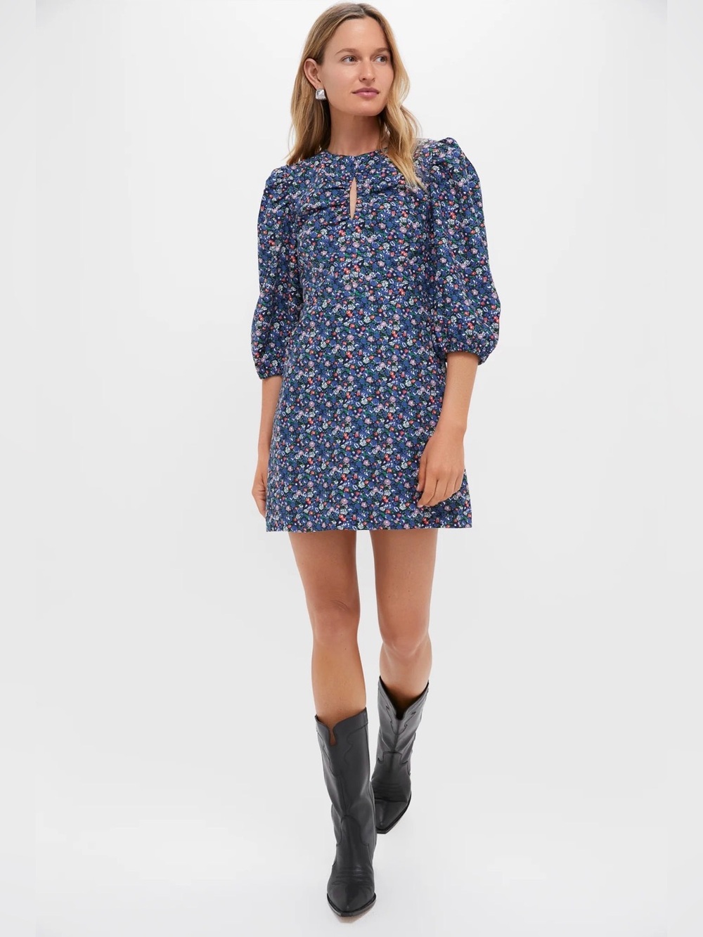 Tuckernuck Hyacinth House Corduroy Floral Keyhole Moore Mini Dress Medium